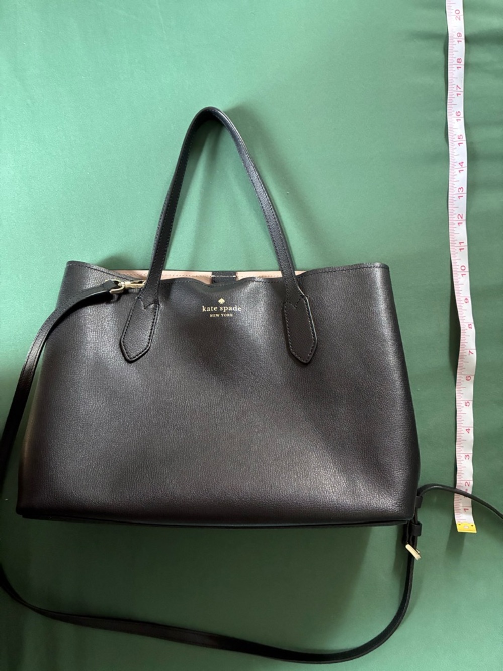 kate spade Black Leather Tote with Gold Logo